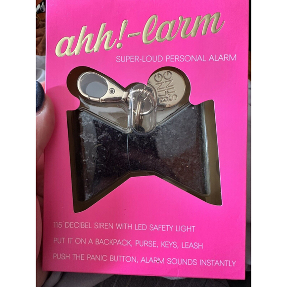 Ahh!-larm Super Loud Personal Alarm Charm W Led Safety Light Black Bow New. - Picture 1 of 4
